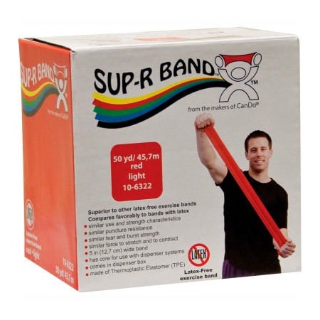 Fabrication Enterprises Sup-R Band Latex Free Exercise Band, Red, 50 Yard Roll/Box 1615377